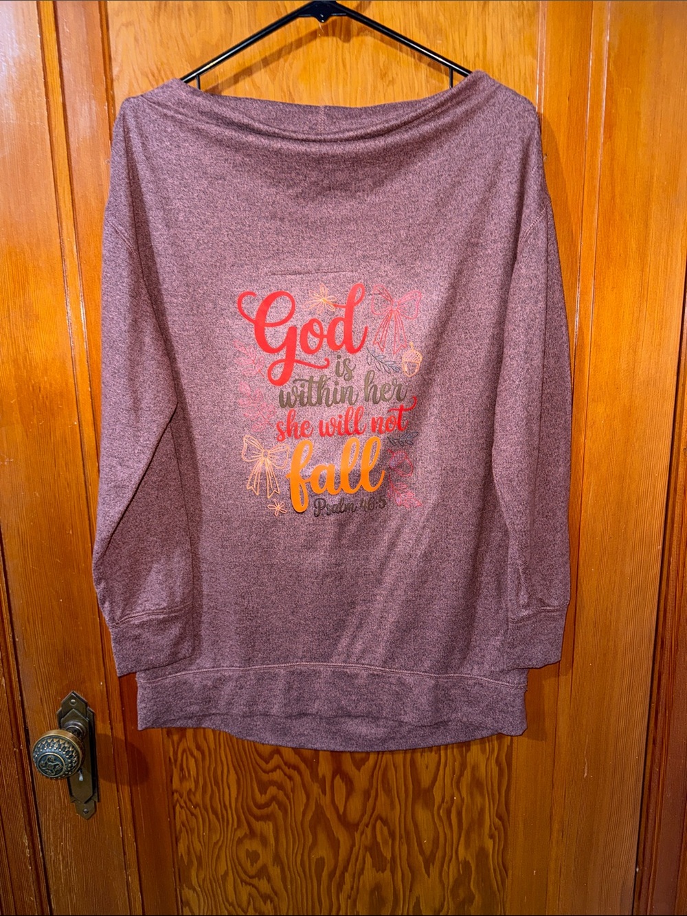 Maurices Off-the-Shoulder Maroon Graphic Sweater